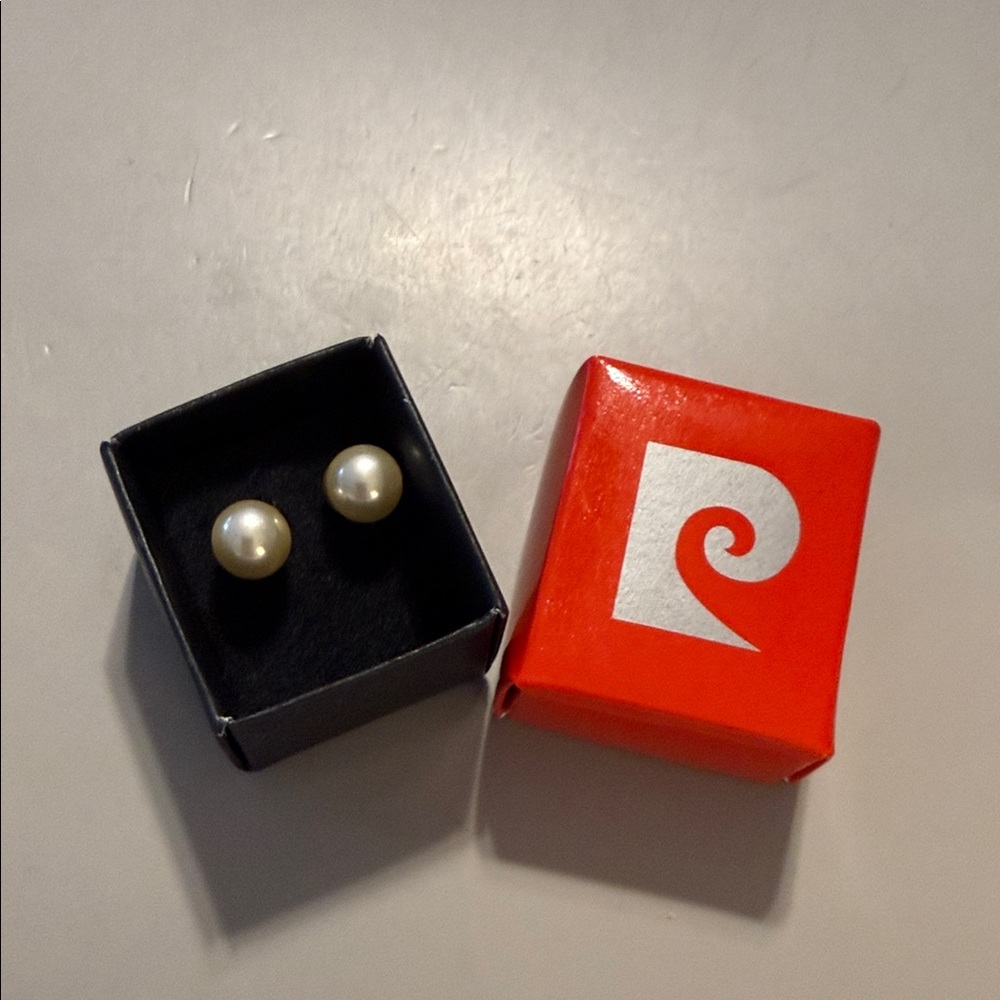 Vintage Pierre Cardin Cream White Faux Pearl Stud Statement Earrings